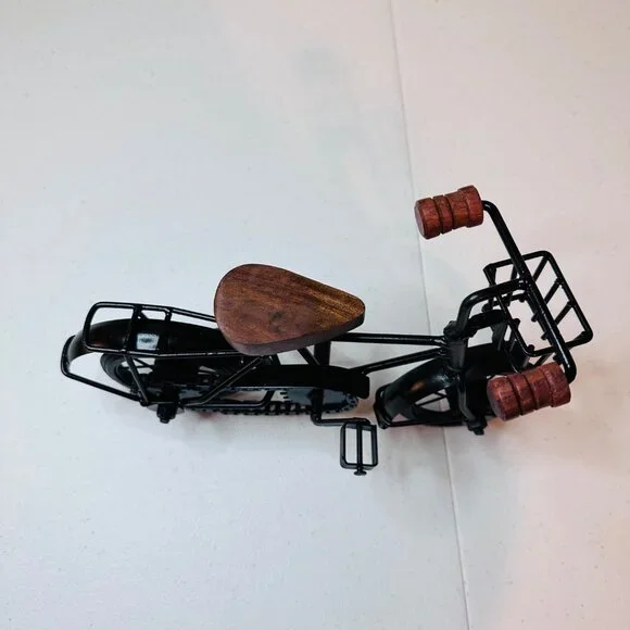 Bicycle Figurine With Wood and Metal Accents Moving Parts Bicycle Decoration - Picture 5 of 7